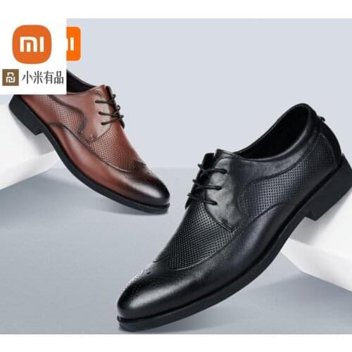 Xiaomi youpin carved calfskin punched leather shoes classic mens business leather shoes high quality