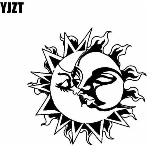YJZT 15.3CM*15.1CM Minimalist Happy Delicate Radiant Sun Interesting Vinyl Decal Dazzling Car Sticker Black/Silver C19-1278