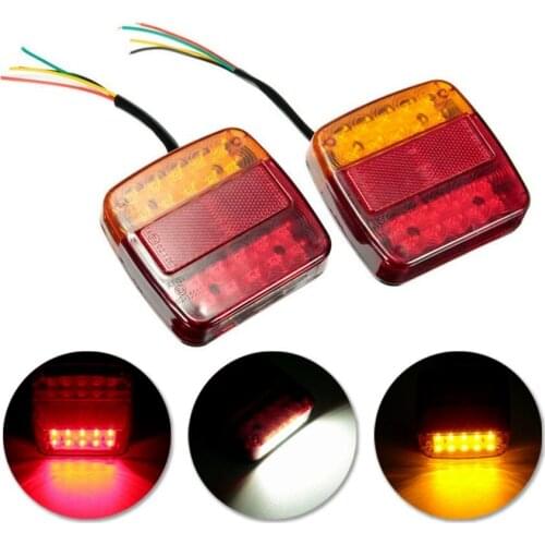 2pcs 12V Trailer Truck Caravan 26 LED Taillight Tail Light Turn Signal Indicator Brake Stop Lamp Number Plate Light Rear Reverse