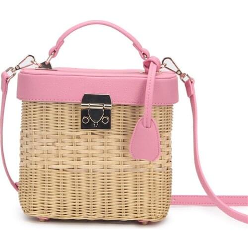 Wicker Woven Lady Shoulder Crossbody Bag Luxury Summer Beach Straw Bag Female Travel Purses Fashion Rattan Box Women Handbags