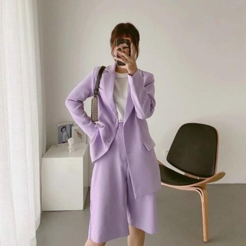 Za Fashion Wild Pocket Solid Color Suit Jacket And High Waist Was Thin And Simple Wide Leg Shorts Two-piece Suit Female Xitimeao
