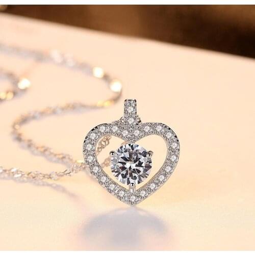 2021 new arrival 925 Sterling Silver Heart Shape Pendants necklace with Chain for Women jewelry x703