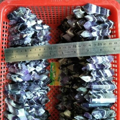 1kg 2.2LB Natural Purple Phantom Chevron Amethyst Quartz Crystal Double Points Wands Polished Healing from Urugua Wholesales
