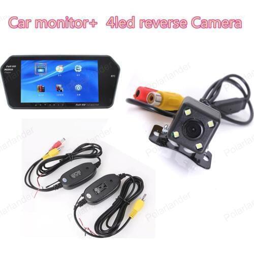 110 Degree Night Vision 4 LED Waterproof Car Rear View Camera Reverse Backup 7" TFT bluetooth Display car monitor