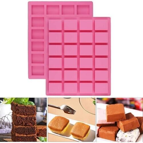 12/ 24 Cavity Rectangle Square Silicone Brownie Pan With Divider Non-Stick Baking Mold For Keto Fat Bombs Fudges Chocolate Candy