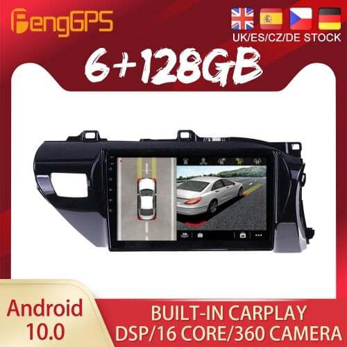 128G Android10 PX6 Toyota Hilux RHD 2015 2016-2020 Car DVD GPS Navigation Auto Radio Stereo Video Multifunction CarPlay HeadUnit