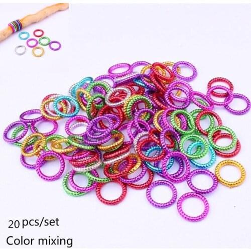 20pcs/set Long Hair Braid Beads Hair Clip Braids Colorful Dreadlock Ring Beads Hair Braider Styling Tool Hair Accessories