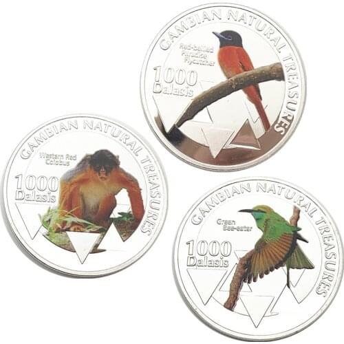 2015 African Hummingbird Red Shou Bird Animal Orangutan Silver Plated Coin Cartoon Color Bird Commemorative Collection Coin Gift