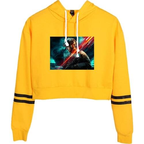 2021 Harajuku HIP HOP Battlefield 2042 2D print Umbilical hooded sweater Women Hoodies Sexy K-pops hooded Harajuku