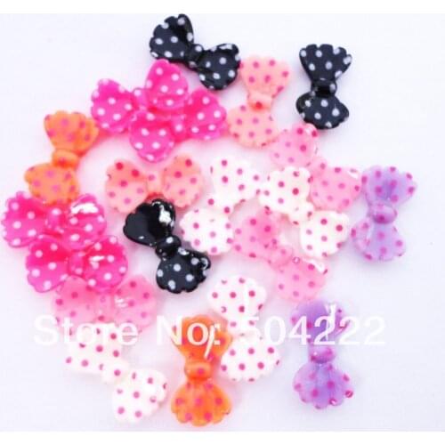 250pcs Nail Art Decor Manicure Decorations cabochon, Glitter polka dots bow Beads