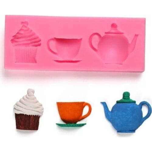 3D Teapot Cup Shape Cake Mold Silicone Fondant Cake Mold for DIY Chocolate Pastry Cake Decorating Moulds Kitchen Baking Tools