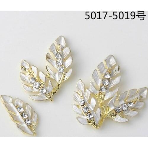 50pcs/lot New Gold Color Clear Crystal Leaf Branch Charms Pendant Fanshion Jewelry DIY Findings Handmade Craft