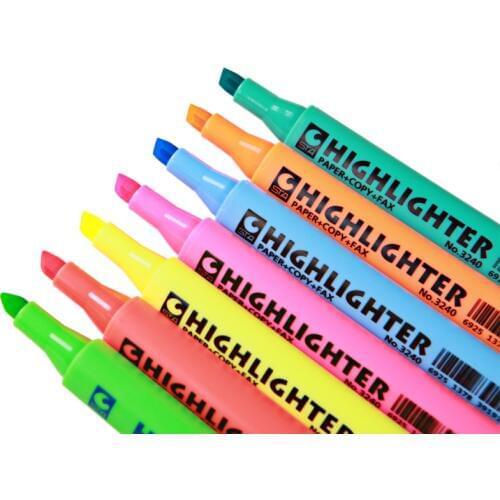 7Pcs Highlighter Fluorescent Markers Pen School Supplies Japanese Stationery For Painting Triangle Crystal