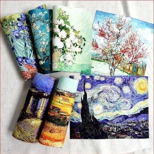 Canvas Fabric Positioning Cloth D30 Handmade Cloth DIY Polyester Cotton Hand Dyed Van Gogh Patchwork Digital Printing 7pcs Plain