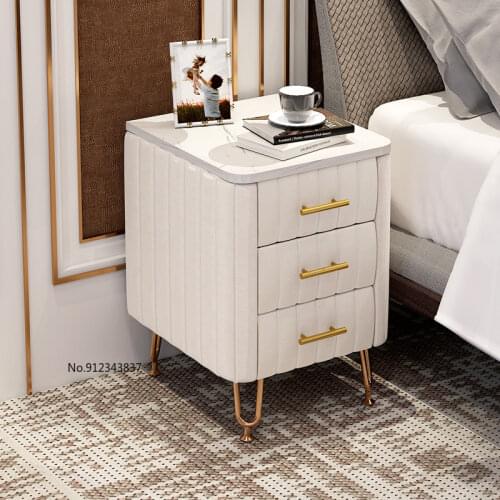 European Style Bedside Table Shelf Simple Modern Light Luxury Bedside Cabinet Small Storage Cabinet Nordic Style Ins Bedroom