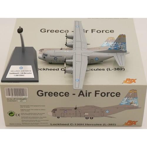 JFOX 1:200 Greece Air Force Lockheed C-130H Hercules (L-382) Hellenic Air Force Diecast Aircraft Model Metal Toy Airplane