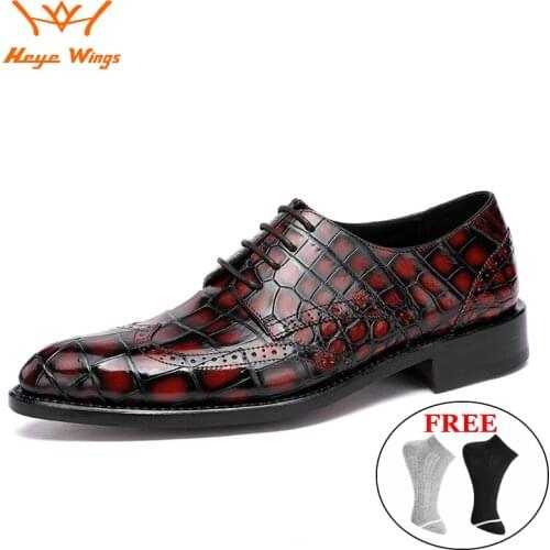 Heye Wing Brand Handmade Dress Shoes Exotic Light Breathable Comfortable Business Crocodile Leather Shoes Goodyear Welted