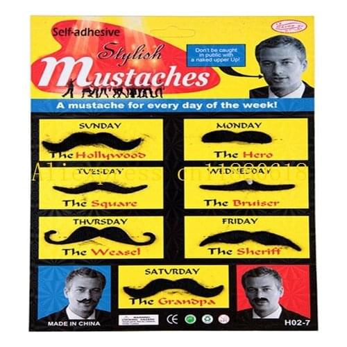 100sets/lot Free Shipping Women Men Costume Party Halloween Fake Mustache Moustache Funny Slim Fake Beard Whisker