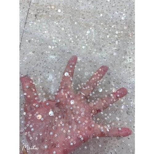 Hot-selling exquisite sequin embroidery with bubble gauze lace, suitable for fashionable ladies party dresses