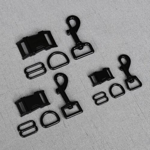 50 Sets 15mm/20mm/25mm Black Metal D Ring Snap Hook Adjustable Release Buckle DIY Dog Collar and Leash Backpack Bag Accessories
