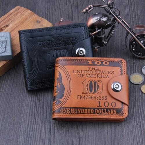 Men Wallets Soft Pu Leather Hasp Designer Money Clip with Coin Pocket Purse 2019 New Gift Card Hold Bag Black Dollar Color