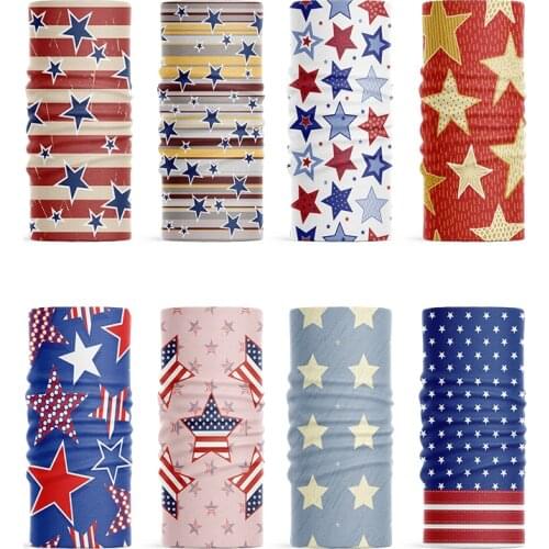 New Pentagram Mens Hijab Scarf American Flag Headscarf Funny Sports Cycling Headband Soft Wristband Dust Face Cover Bandana