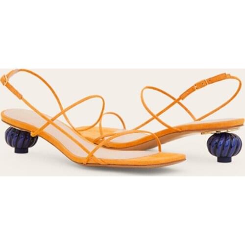 Sexy Strange Heel Women Sandals Ankle Straps High Heels Ladies Suede Wedding Shoes Woman Summer Gladiator Sandal Women Pumps