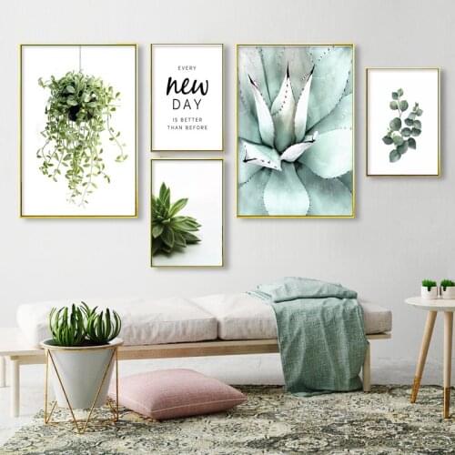 Green Plant Eucalyptus Poster Print Succulent Wall Art Canvas Painting Nordic Positive Picture for Living Room Modern Home Decor