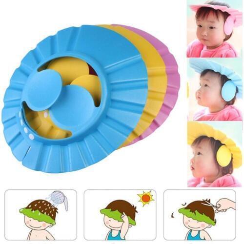 Adjustable Baby Kids Shampoo Cap Bath Shower Cap Wash Hair Ear Shield