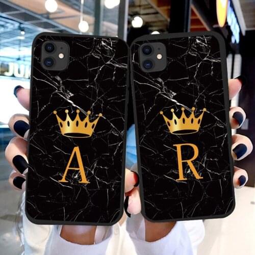 Luxury Marble Alphabet Letters Case For Xiaomi Redmi Note 8T 9 8 Pro 10 Poco X3 F3 NCF Initial Letter A R Silicone Coque Fundas