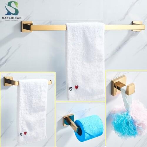 Luxry Polished/Brushed gold Bathroom Towel Holder Toilet Paper Holder Bath room Hook Accessories steel Toothbrush tower hanger