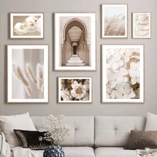 Nordic Posters And Prints Mosaic Archway Flower Grass Reed Quotes Wall Art Canvas Painting Wall Pictures For Living Room Decor