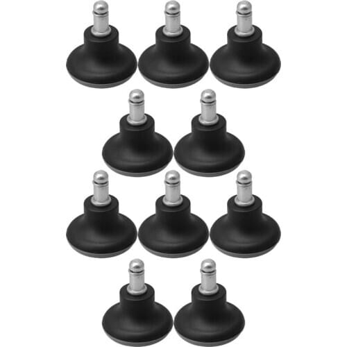 10Pcs Bell Glides Replacement Office Chair or Stool Swivel Caster Wheels to Fixed Stationary Castors with Soft Rubber Bottom Ins