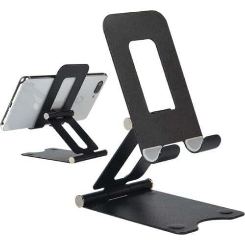 Universal Double Folding Adjustable Desk Cell Phone Tablet Holder Aluminum Bracket Mount Desk Stand Bracket For Huawei iPhone