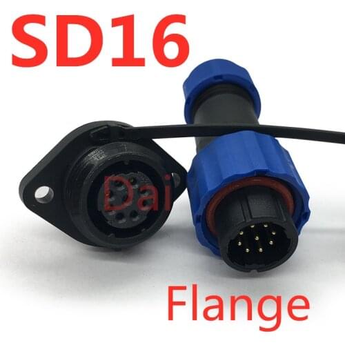 Waterproof connector aviation plug male and female two-hole socket connector SD16-2-3-4-5-6-7-9 core IP68