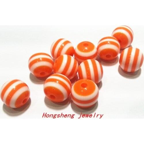 Choose size) 12mm/16mm orange color chunky Resin Stripe Beads For Chunky Necklace Fashion jewelry, Free shipping