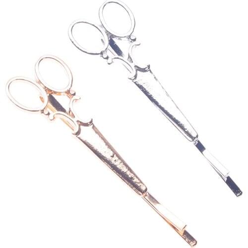 1Pc Chic Scissors Shape Hair Clip Gold/Silver Hair Pin Women Fashion Styling Tools Hair Accessory New Dropshipping