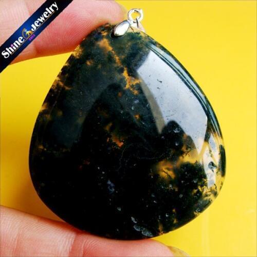 Green Moss Agates Slice Natural Stone Quartz Pendant Statement Necklace Women Collier Fantaisie Sieraden For Jewelry Making D693