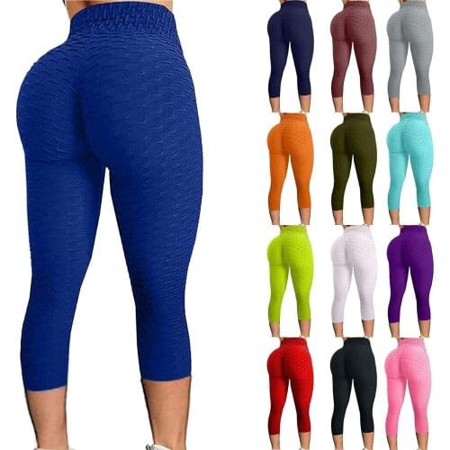 Womens Bubble Hip Lifting Exercise Fitness Running High Waist Yoga Pants