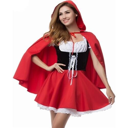 Halloween Adult Women Little Red Riding Hood Costume Fairy Tale Storybook Cosplay Fantasia Fancy Dress