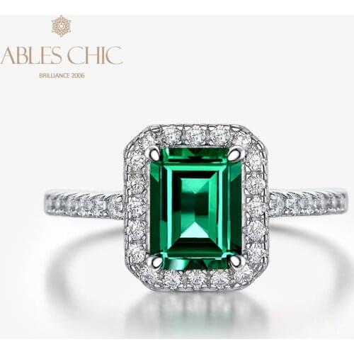 925 Sterling Silver Solitaire Lab Emerald Oblong Wedding Ring Green Gemstone 5A Zircon Statement Bridal Rings S2R1S2R1271