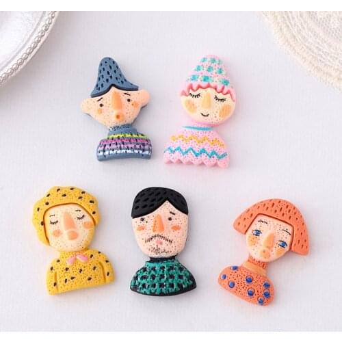 20 PCS Lovely Graffiti People Portraits Diy Resin Accessories For Earring Necklace, Bracelet, Hair Accessory Jewelry Making