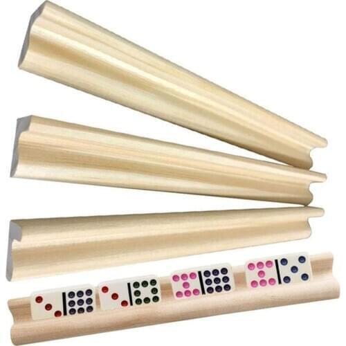 4pcs 19*2.2cm Domino Racks Wooden Domino Trays Holders for Domino Tiles Game Rack for Kids Seniors Adults Professional Players