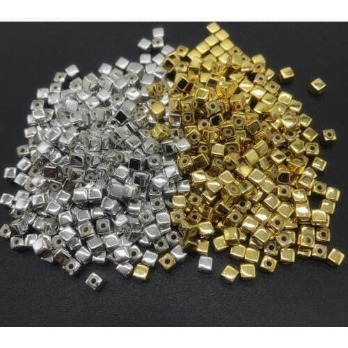 200pcs/bag 4mm Square Shape Acrylic Beads For Spacer Loose Beads DIY Jewelry Making Necklace Bracelet Earring Accessories