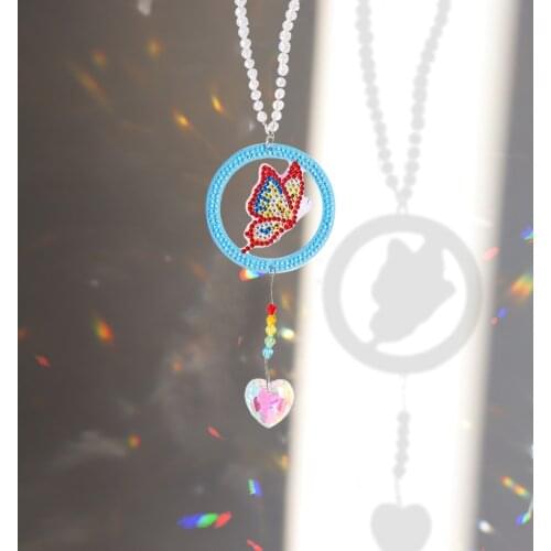 DIY Diamond Wind Chime Rhinetone Painting Craft Window Car Ornaments Home Garden Wall Decorative Animal Hanging Prism Pendant