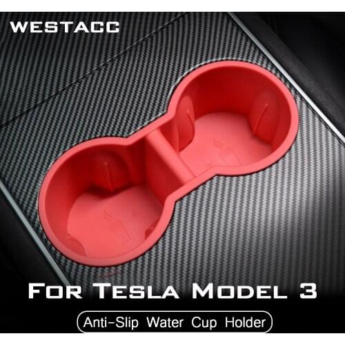 Car Anti-Slip Water Cup Bottle Coin Storage Box Case Holder for Tesla Model 3 2016 - 2021 Organizer Interior Accessorise