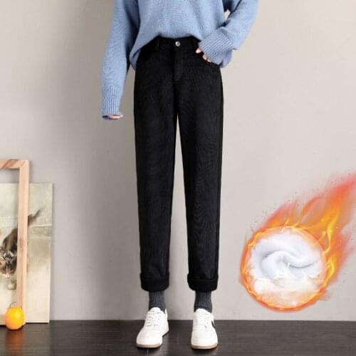 Streetwear Women Brown Corduroy Pants Oversized Plus Thick High Waist Casual Pants Harajuku Harem Pants Cuteandpsycho X407