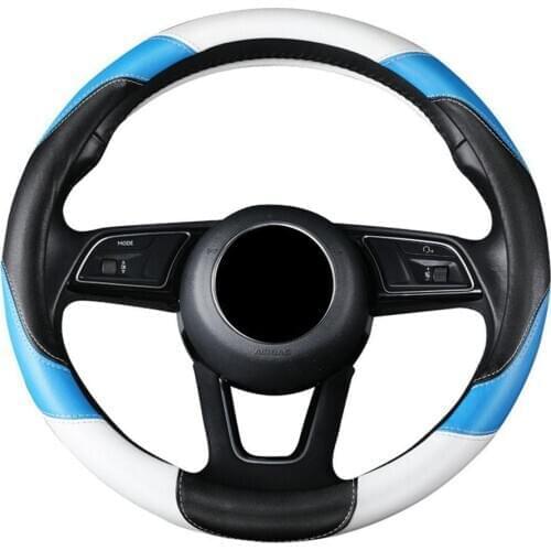 Car Steering Wheel Cover Breathable Anti Slip PU Steering Covers Suitable 38cm Auto Steering Wheel Protective Decoration Parts