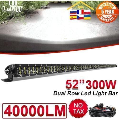 CO LIGHT Super Bright 6D Dual Row Led Light Bar Offroad Spot Flood Combo 52"Led Work Light 12V 40000LM Driving Led Bar for Truck