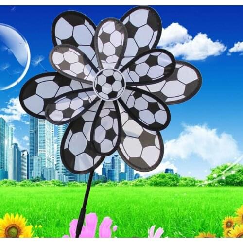 OOTDTY Kids Double Layer DIY Football Windmill Wind Spinner Pinwheel Home Garden Yard Decoration Outdoor Toys